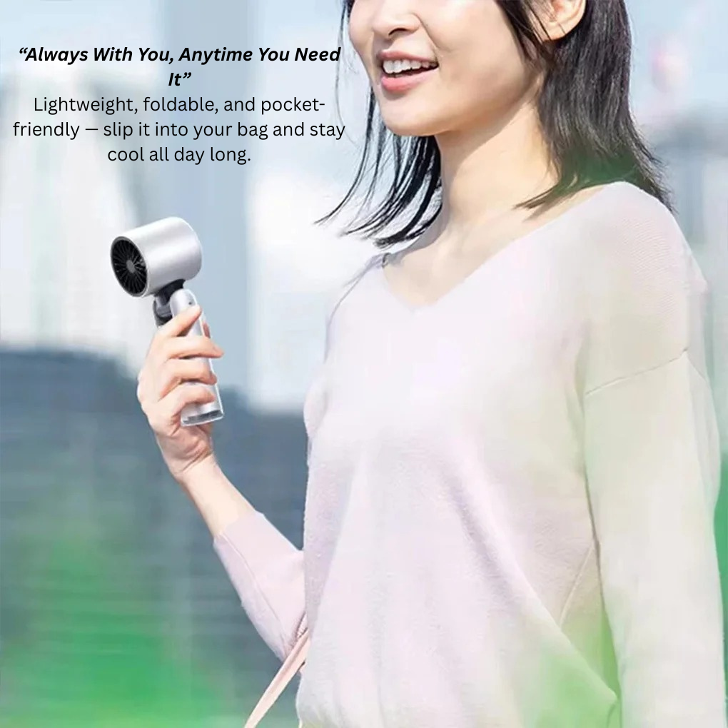 Portable Ice Cooling Fan – Rechargeable High-Speed Handheld Mini Fan | Folding Neck Fan | Super Cool Air for Outdoor & Travel