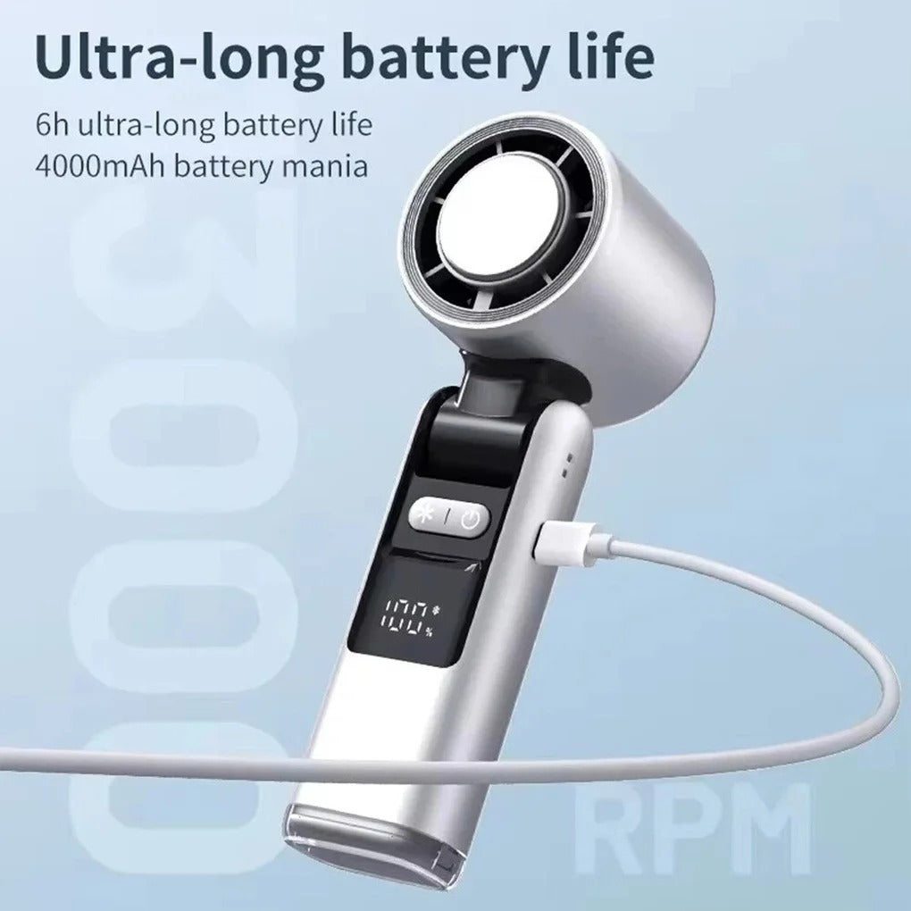 Portable Ice Cooling Fan – Rechargeable High-Speed Handheld Mini Fan | Folding Neck Fan | Super Cool Air for Outdoor & Travel