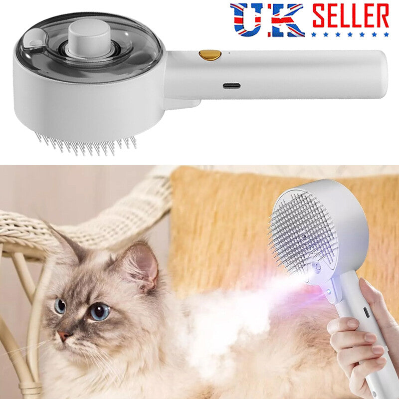 4 In 1 Cat Steam Brush – Electric Pet Grooming Comb | Hair Removal, Steam, Massage for Cats & Dogs