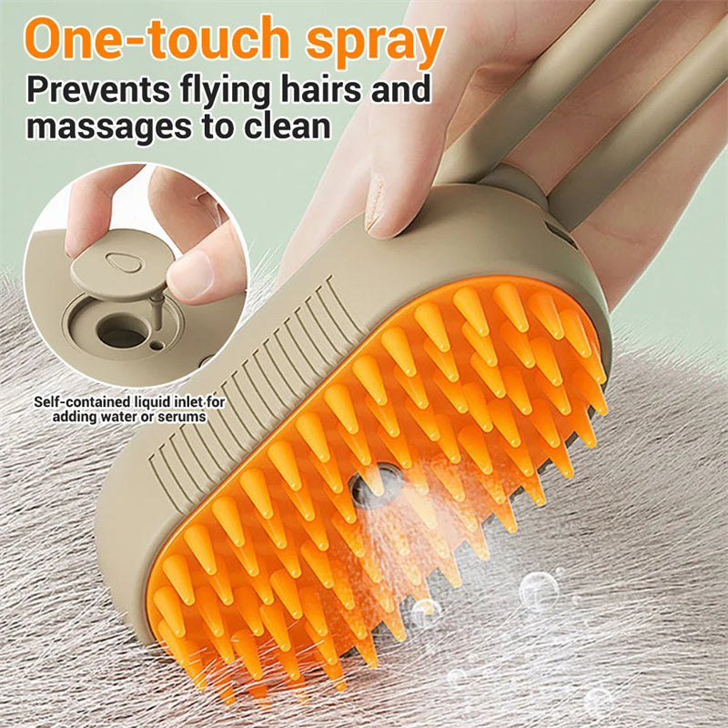 Electric Steam Brush for Cats & Dogs – 3-in-1 Grooming