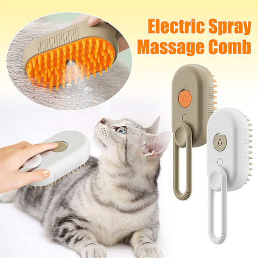 Electric Steam Brush for Cats & Dogs – 3-in-1 Grooming