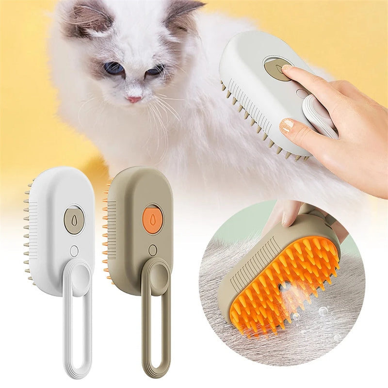 Electric Steam Brush for Cats & Dogs – 3-in-1 Grooming