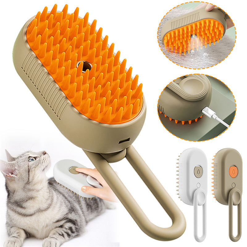 Electric Steam Brush for Cats & Dogs – 3-in-1 Grooming