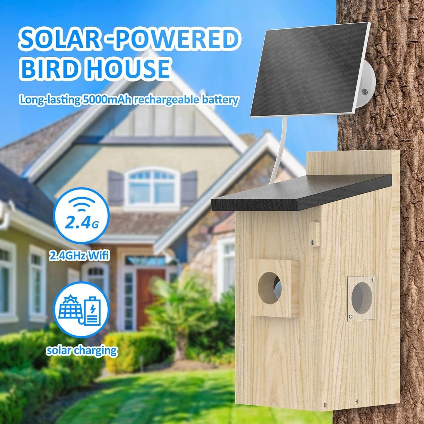 Solar Powered Smart Birdhouse | 4MP Camera for Outdoors