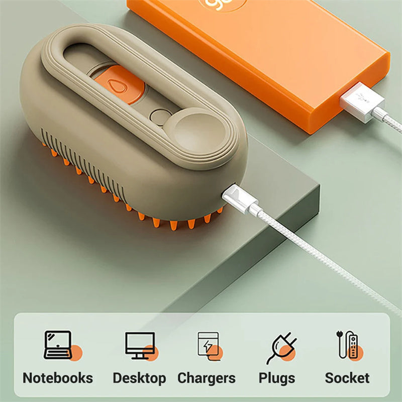 Electric Steam Brush for Cats & Dogs – 3-in-1 Grooming