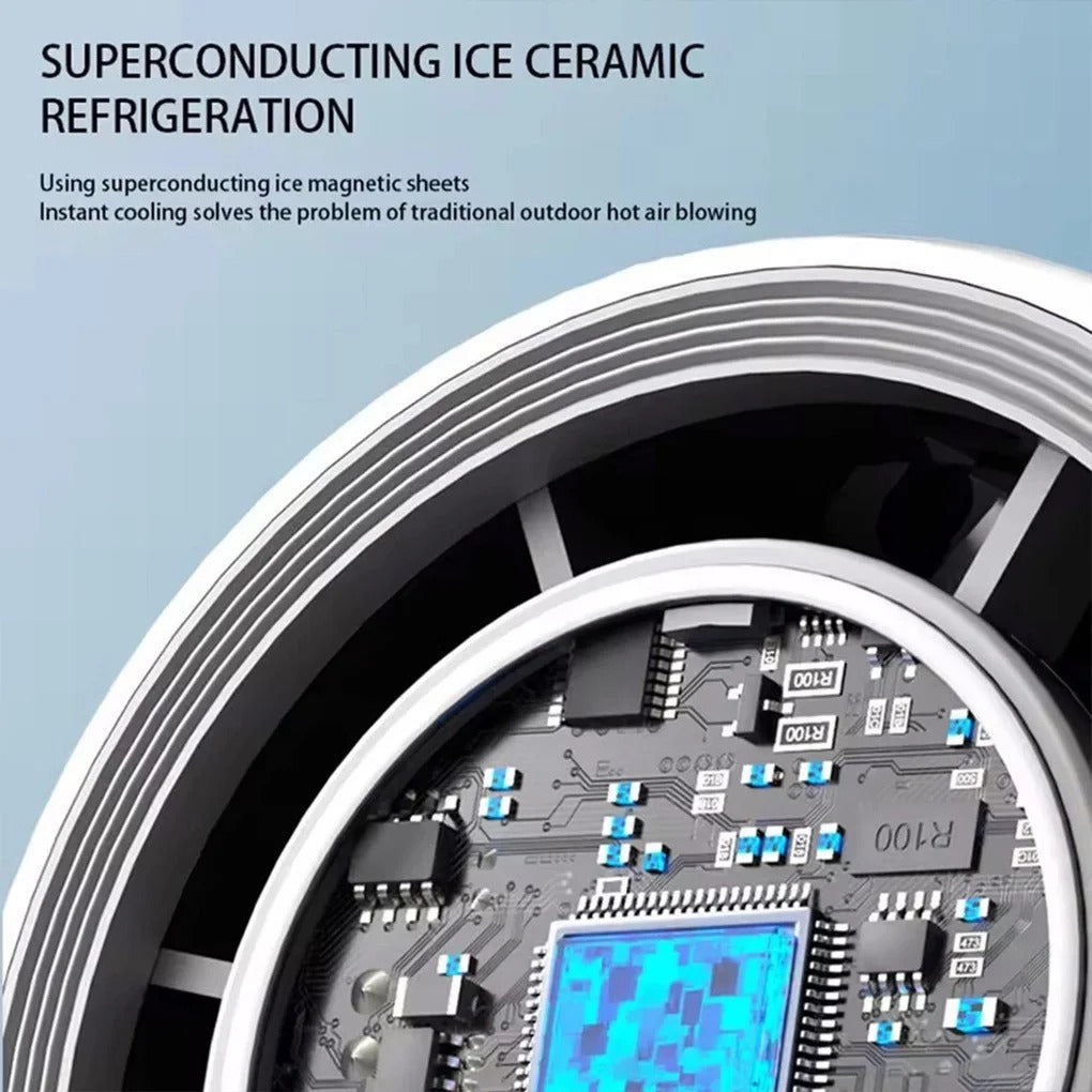 Portable Ice Cooling Fan – Rechargeable High-Speed Handheld Mini Fan | Folding Neck Fan | Super Cool Air for Outdoor & Travel