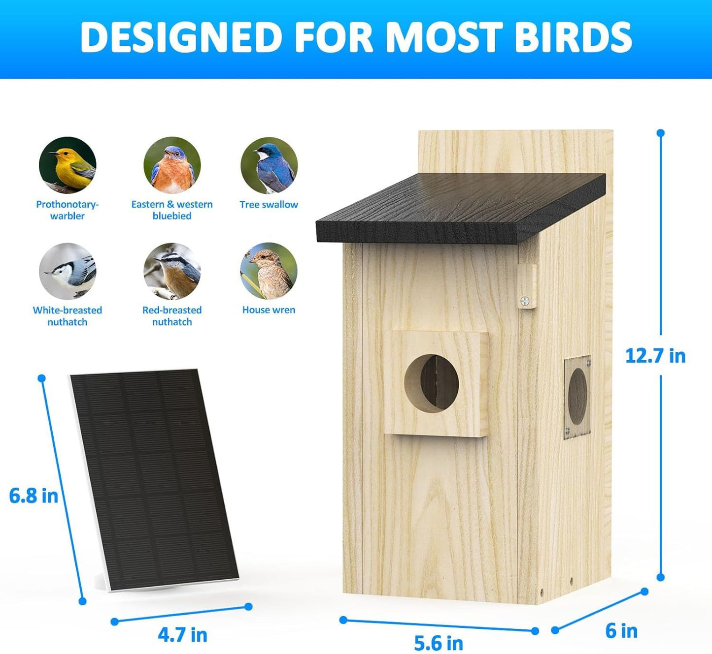 Solar Powered Smart Birdhouse | 4MP Camera for Outdoors