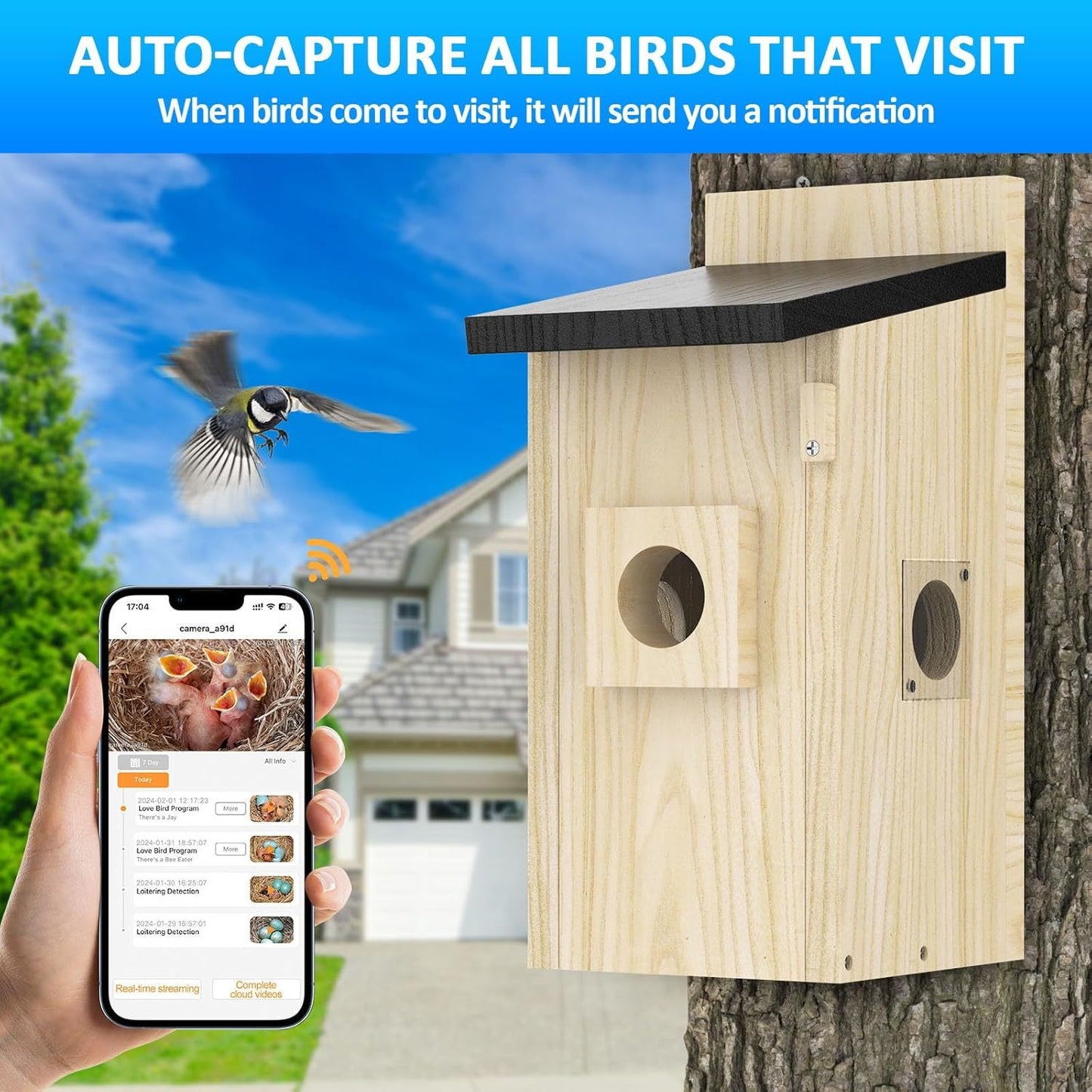 Solar Powered Smart Birdhouse | 4MP Camera for Outdoors