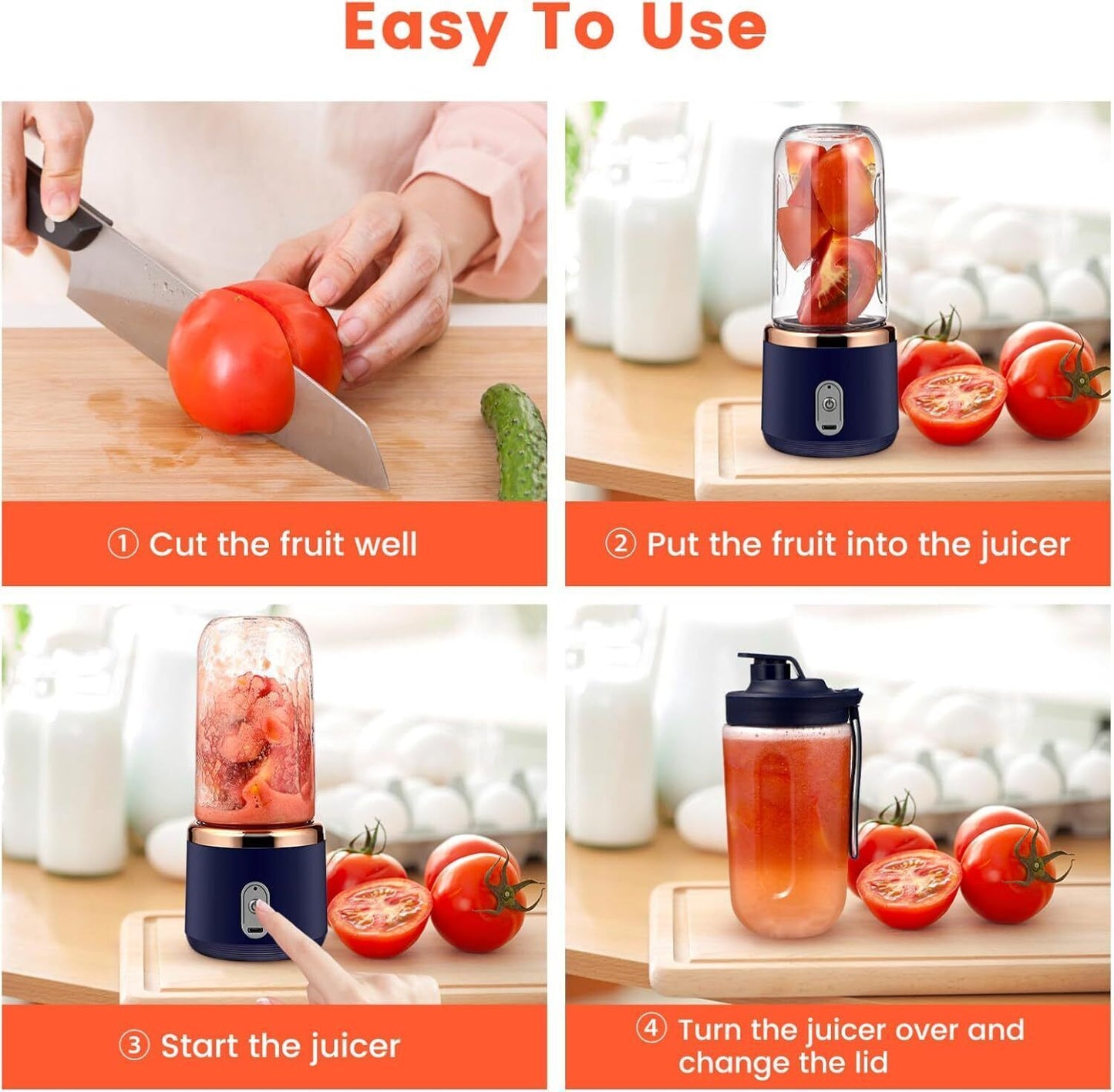 Rechargeable Portable Juicer – Electric Smoothie Blender