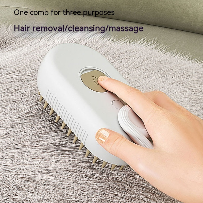 Electric Steam Brush for Cats & Dogs – 3-in-1 Grooming