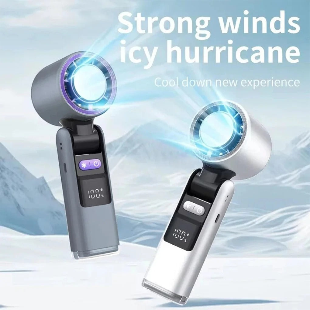 Portable Ice Cooling Fan – Rechargeable High-Speed Handheld Mini Fan | Folding Neck Fan | Super Cool Air for Outdoor & Travel