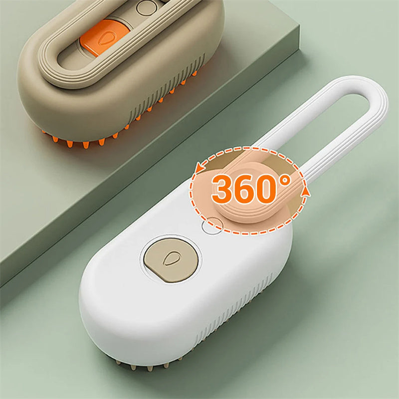 Electric Steam Brush for Cats & Dogs – 3-in-1 Grooming