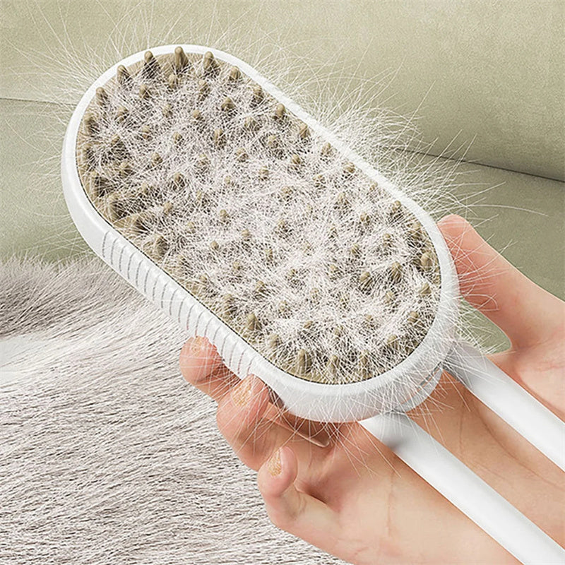 Electric Steam Brush for Cats & Dogs – 3-in-1 Grooming